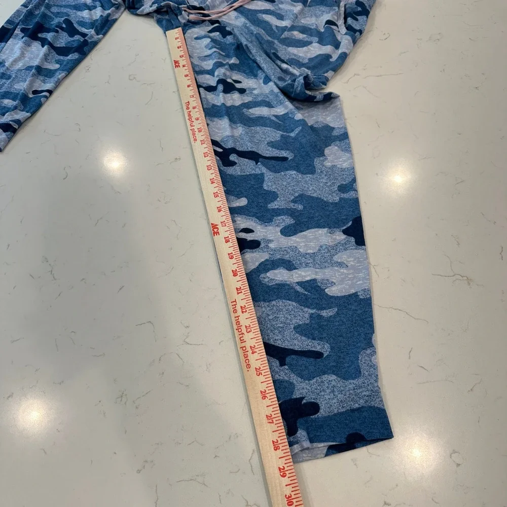 Jane and Bleecker Blue Camo Pajama Pants Women Medium Lounge Sleepwear Pant